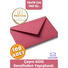 İstisna 100 Adet Çayın Gülü Fuşya Zarf Pantone Yılın Renkleri 140 Gr. 13X18 cm Kendinden Yapışkanlı Zarf Hediye Doğum Günü Dilekleri Düğün Para Davetiye Mektup Kartpostal Zarfı