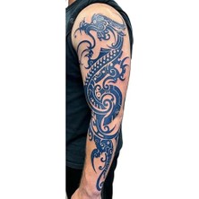 Tribal Dragon 3 Hafta Kalıcı Tam Kol Kaplama Yapıştırma Geçici Dövme 47 cm
