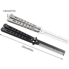 Store Siyah Katlanabilir Paslanmaz Çelik Kelebek Tarak – Bıçak Tasarım Görünümlü Katlanabilir Saç, Sakal ve Bıyık Tarağı, Profesyonel Saç Kesim ve Bakım Için Dayanıklı Metal Tarak (Siyah)