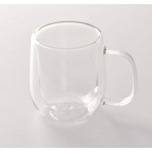 Store Çift Cidarlı Borosilikat Cam Kupa, Kulplu, Şeffaf, 250ML
