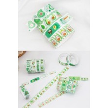 Kolbi Craft 1 Kutu 4 Rulo Sevimli Avakado Washi Bant Tape Scrapbook Bullet Journal Günlük Planlayıcı Kawaii