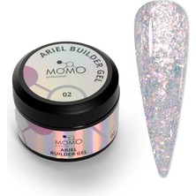 Nail Art Için Holografik Builder Gel Protez Tırnak Jeli, No.02, Şeffaf Pembe Yeşil Simli, 10 G