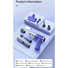Store Araba Süpürgesi Dahili Işıklı Taşınabilir Kablosuz, Şarj Edilebilir Süpürge, 18000 Pa Yüksek Güçlü Fırçasız Motor, 4000MAH, Ev, Ofis, Bilgisayar Için Çoklu Başlıklı LT-145 Lacivert