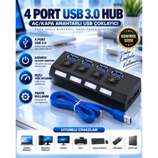 4 Port USB 3.0 Hub – Aç/kapa Anahtarlı Çoklayıcı USB Adaptör