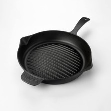 Store Döküm Yuvarlak Izgara Tava, Metal Kulplu, Konkav Taban, 28 cm