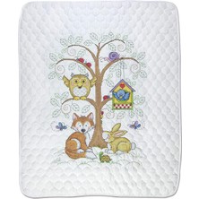 Store Janlynn Kanaviçe Yorgan Seti, Bebek Ormanı Için Damgalı