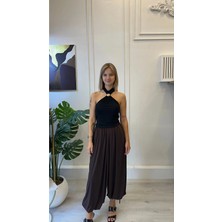 Shın Butik Shın Kadın Gold Aksesuar Detaylı Viskon Boyundan Bağlamalı Bluz