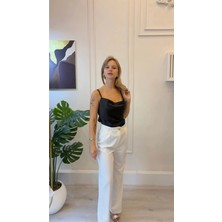 Shın Butik Shın Degaje Yaka Askılı Saten Bluz