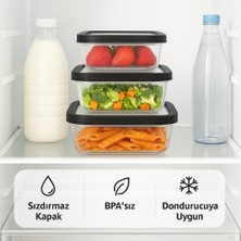 Store 3’lü Sızdırmaz Saklama Kabı Seti (300ML + 600ML + 1200ML) | Şeffaf Plastik, Kapaklı, Buzdolabı, Yemek ve Mutfak Düzenleyici Saklama Kutusu