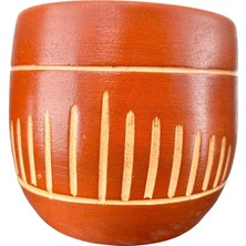 Store Bitki Tasarımı Ev Dekorasyon Aksesuar Dik Çizgi Desenli Toprak Saksı Saksılık Salon Çiçeklik - 19 cm
