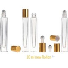 10 ml Şeffaf Cam Rollon Şişe, Gold Kapaklı