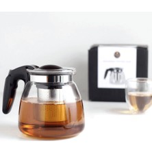 Store 900 ml Borosilikat Süzgeçli Cam Çaydanlık Bitki ve Çay Demliği Siyah Saplı | Kettle ve Çay Makinesi Uyumlu Demlik