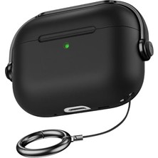 Airpods Pro 3. Nesil Uyumlu Sert Malzemeli Kilitli Kapaklı, Askı Aparatlı Kulaklık Kılıfı Siyah-Siyah
