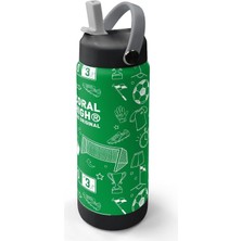 Store 650 ml Erkek Çocuk Yeşil Futbol Baskılı Çelik Suluk/matara (Pipetli) 38329
