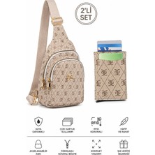 Newish Polo Kadın Deri Monogram Desenli Çapraz Bel Göğüs ve Omuz Çantası NEWPOLO218