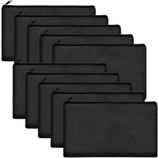 Store Kendin Yap Makyaj Çantaları, 10'lu Set Siyah Kanvas Kumaş Çanta, 21×13CM Fermuarlı Kalemlik ve Kozmetik Çantası, Seyahat ve Depolama Için Çok Fonksiyonlu Kumaş Çantalar