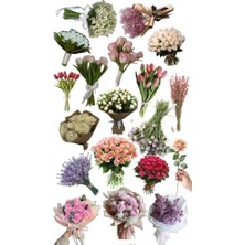 Retro Bouquet Temalı Laptop Tablet Telefon Ajanda Bullet Journal Sticker - Suya Dayanıklı Etiket