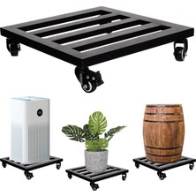 Store Kare Metal Bitki Kutusu, Kilitlenebilir Bitki Dolly - Ağır Saksıların Yeniden Konumlandırılması, Ağır Ev Eşyalarını Taşımak Için 360° Tekerlekli Çelik Bitki Standı - 30 x 30 Cm, Siyah