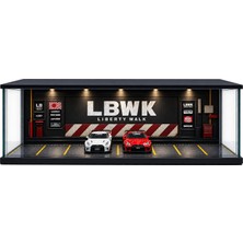 Toyblox Oyuncak Diecast Toyblox ''lbwk'' Diorama Garaj 1/64 Ölçek 8 Araçlık, LED Işıklı USB Kablolu Pleksi Kapaklı Dekoratif Vitrin