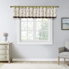 Store Serene Nakış Oda-Koyu Saçaklı Pencere Işlem Çubuğu Cep/arka Sekme Kısa Drape, 127 x 45 Cm, Yeşil