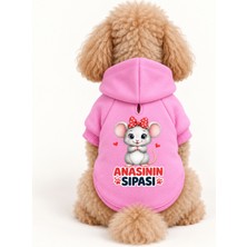 Patilemece Pembe Baskılı 3 Iplik Kedi Köpek Sweatshirt