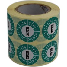 Store Vellum Tarih Seçme Etiketi 30MM x 30MM Ruloda 1000 Adet (Yeşil, 2026)