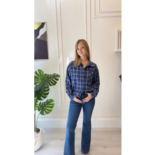 Shın Butik Shın Kadın Mavi Ispanyol Paça Jeans