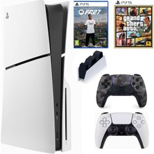 Sony Playstation 5 Slim CD En Yeni Versiyon ( Cfı- 2116 )+2.kol Dualsense Kamoflaj + Şarj Istasyonu + Gta 5 + FC27 (Ithalatçı Garantili)