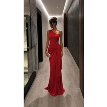 Tek Elbise Abiye Omuz Maxi Kemerli