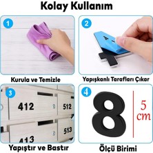 Store Yapışkanlı Kapı Numarası Küçük Boy 50 mm 5 cm Numara 8 Rakam Sekiz Sayı Siyah Renk Numaralar 1 Adet
