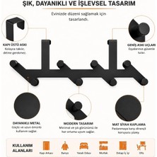 Store 8 Kancalı Metal Kapı Arkası Askı, Amerikan Kapı Arkası Çapraz Askılık, Mat Siyah Kapı Üstü Elbise Havlu Çanta Askısı, Delmeden Dolap Banyo Mutfak Organizeri 52 cm