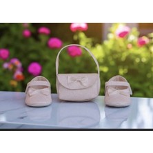 Bebek Ayakkabısı Simli Cantalı Set