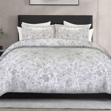 Store Lüks 2 Parça Ters Çevrilebilir Nevresim Takımı - Ultra Yumuşak 1500 Iplik Sayısı Mısır Kalitesi Şal Deseni - Düğmeli Yorgan Kılıfı ve 2 Yastık Kılıfı, Tam/kraliçe, Gri