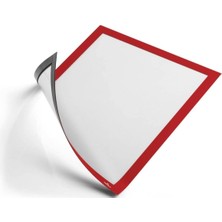 Store 5 Adet Mıknatıslı Şömiz Manyetik Evrak Tutucu Şeffaf Magnet Şömiz Dosya 21X30CM A4 - Kırmızı Kenarlı