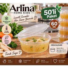 Arlina Home Kids 60 cc Kendinden Kapaklı Sıcağa Dayanıklı Sos & Saklama Kabı | 50’li Paket