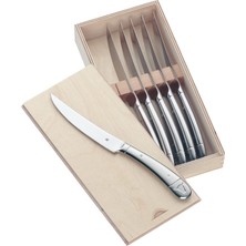 Store 6 Parça Biftek ve Pizza Bıçağı Seti, Tırtıklı Ağızlı, Cromargan® Yüksek Kaliteli Parlak Paslanmaz Çelik, Ahşap Kutulu, Bulaşık Makinesinde Yıkanabilir