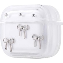 Airpods 3. Nesil Uyumlu Fiyonk Desenli Airbag 44 Simli Şeffaf Kutup Kılıf