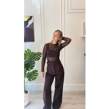 Shın Butik Shın Kadın Pileli Geniş Paça Kumaş Pantolon