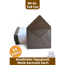 İstisna 25 Adet Kahverengi 7x9 cm Küçük Zarf 90 Gr. Kendinden Yapışkanlı Minik Kartvizit ve Davetiye Zarfı