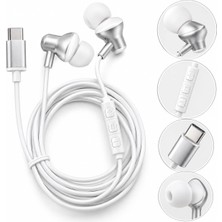 Store Type C Kablolu Kulaklık Mikrofonlu USB C Kulak Içi Kulaklık, 10 mm Güçlü Bass, Metal Gövde, 3 Tuşlu Ses Kontrolü, Müzik ve Görüşme Için Telefon Tablet Uyumlu Type-C Kulaklık