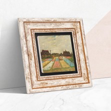Store Van Gogh Hollanda'da Lale Tarlaları Taş Duvar Tablosu - Çerçeveli Taş Tablo - Dekoratif Duvar Sanatı - Modern Ev ve Ofis Duvar Dekoru T1-282