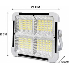 Store 200W Solar LED Projektör, 3 Renk Işık Modlu Şarjlı Kamp Lambası, USB Girişli Güneş Panelli Acil Durum Işığı İP44