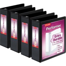 Store Performer 3 Halkalı Klasör, 7,62 Cm, Kilitlenmeyen Eğik D Halkalar, 725 Yaprak Kapasite, Clearvue Sunum, Yapışmaz, Pvc Içermez, Siyah, 4'lü Paket (27601)