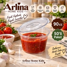 Arlina Home Kids 90 cc Kendinden Kapaklı Sıcağa Dayanıklı Sos & Saklama Kabı | 50’li Paket