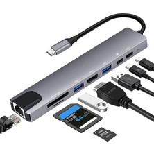 Store USB C Hub, 8'i 1 Arada USB C Adaptörü, 4K Hdmı, Type C 100W Pd, USB C Bağlantı Noktası, USB 3.0, RJ45 Ethernet, Sd/tf Kartları, Yerleştirme Istasyonu, MacBook Air/pro, iPhone 15, Windows, Switch ile