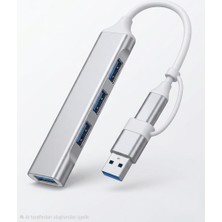 Store USB 3.0 Hub, 4 Portlu Alüminyum USB Çoklayıcı, Çift Giriş