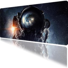 Store Uzay ve Astronot Temalı Oyun Gaming Klavye Mouse Pad Masa Matı 70X30CM Kaymaz Kauçuk Taban Dikişli Kenar