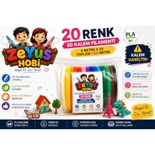 Zeyus Filament 20 Renk 5 Metre 3D Kalem Filamenti, Zeyus Filament 20 Renk 5 Metre 3D Kalem Filamenti