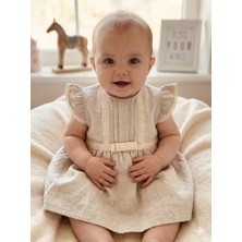 Florije Baby Pure– Bej Keten Kız Bebek Elbise 6–24 Ay