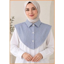 Be Atölye Butik Kadın Çizgili Gömlek Yaka Boyunluk Hazır Iç Boyunluk Kurtarıcı Yakalık Tesettür